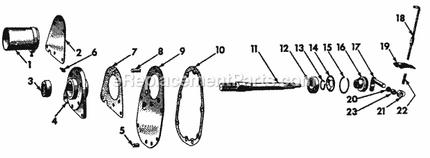 Transmission Driven Power Take-Off Diagram and Parts List for 70  Cub Cadet Lawn Tractor